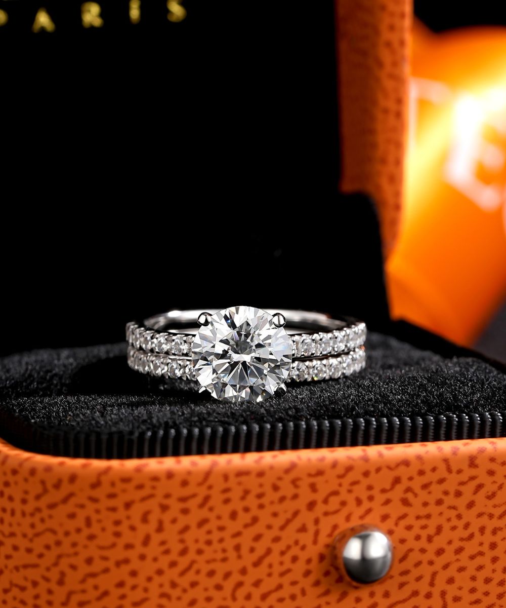 Satéur Cercle Wedding Diamond Ring Set™, 18K White Gold