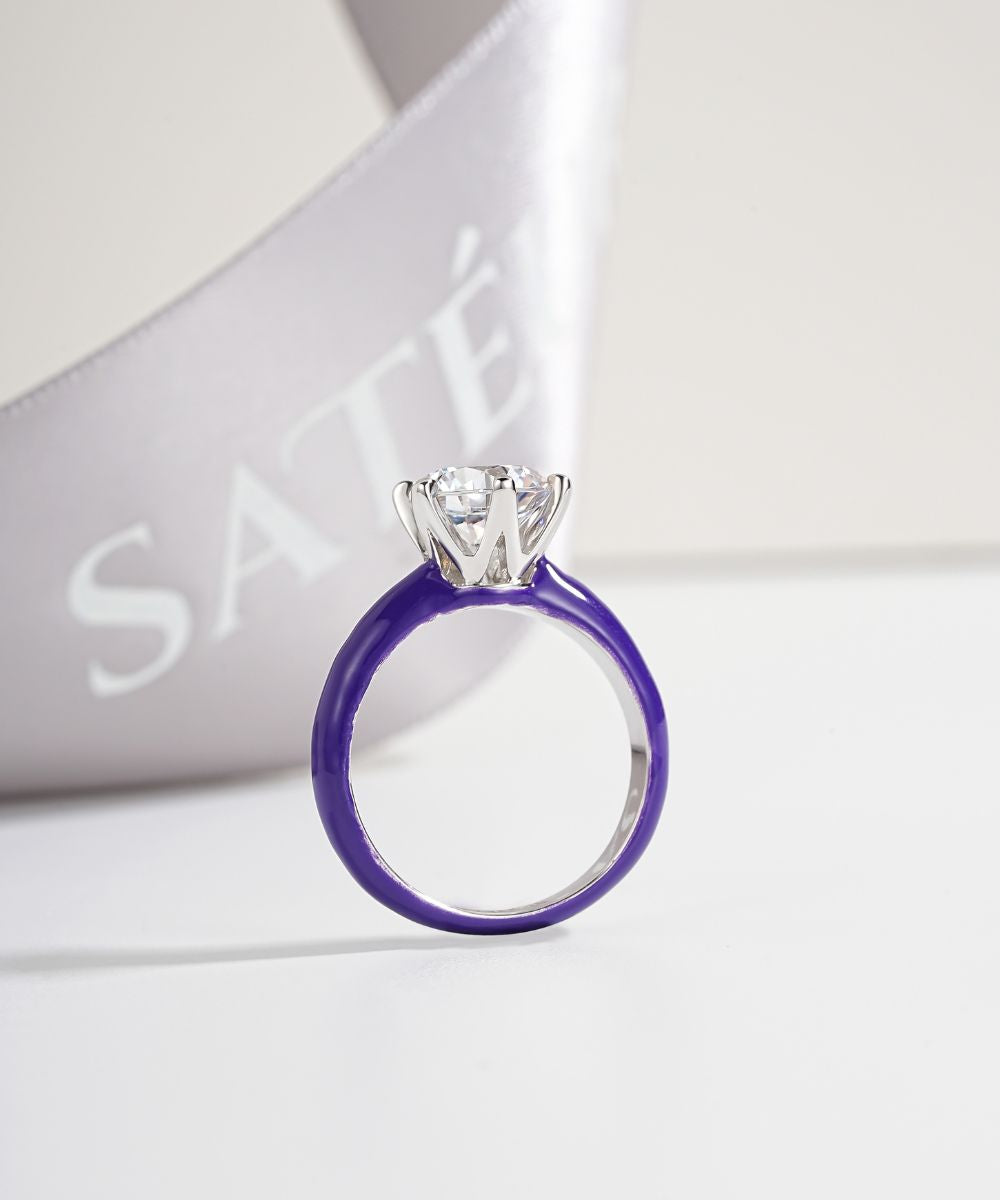 Satéur Colorée Amethyst Diamond Ring™, 18K White Gold