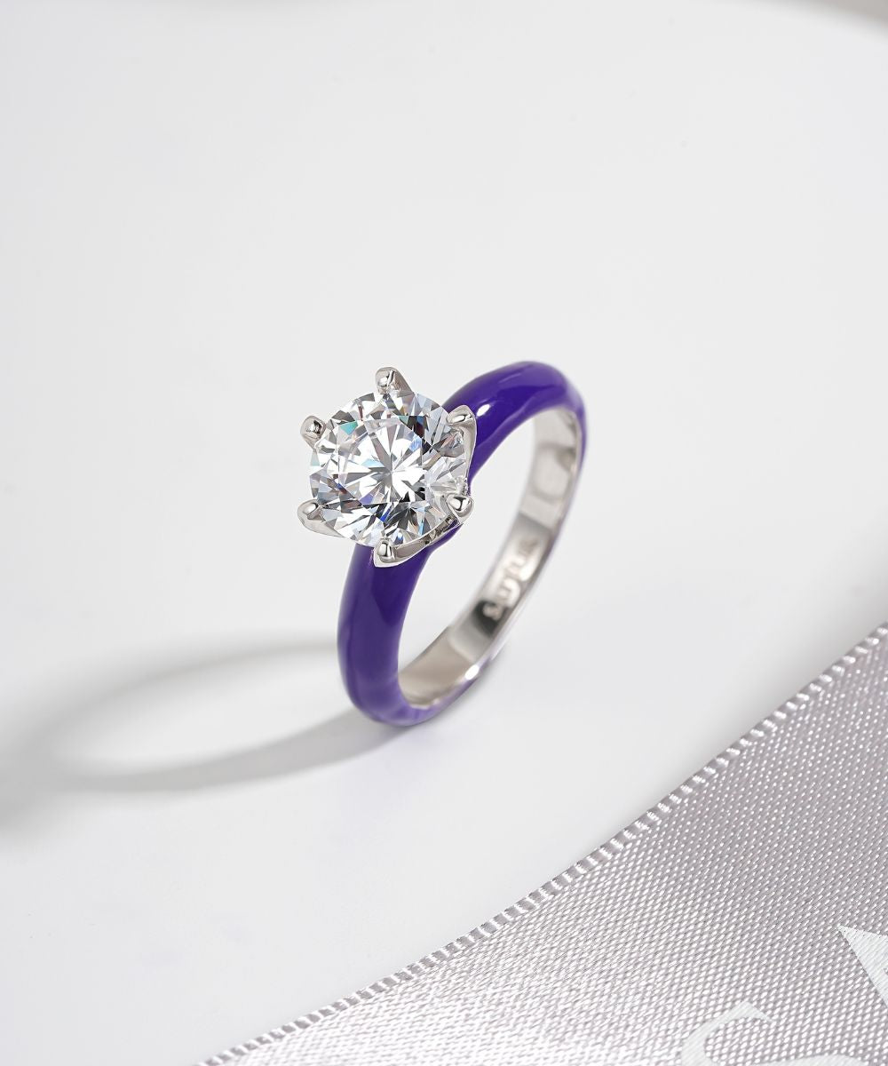 Satéur Colorée Amethyst Diamond Ring™, 18K White Gold