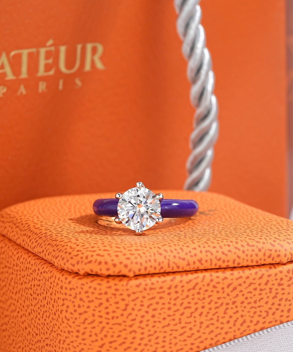 Satéur Colorée Amethyst Diamond Ring™, 18K White Gold