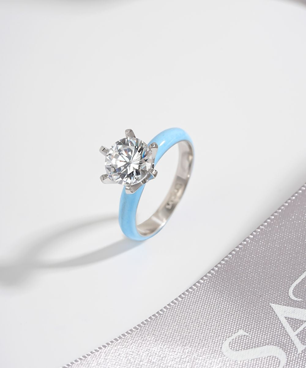 Satéur Colorée Baby Blue Diamond Ring™, 18K White Gold