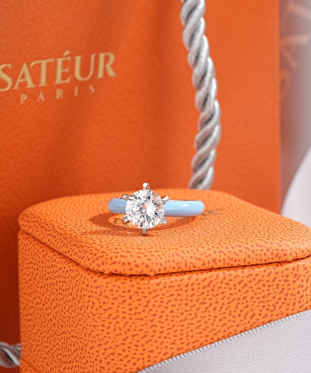 Satéur Colorée Baby Blue Diamond Ring™, 18K White Gold