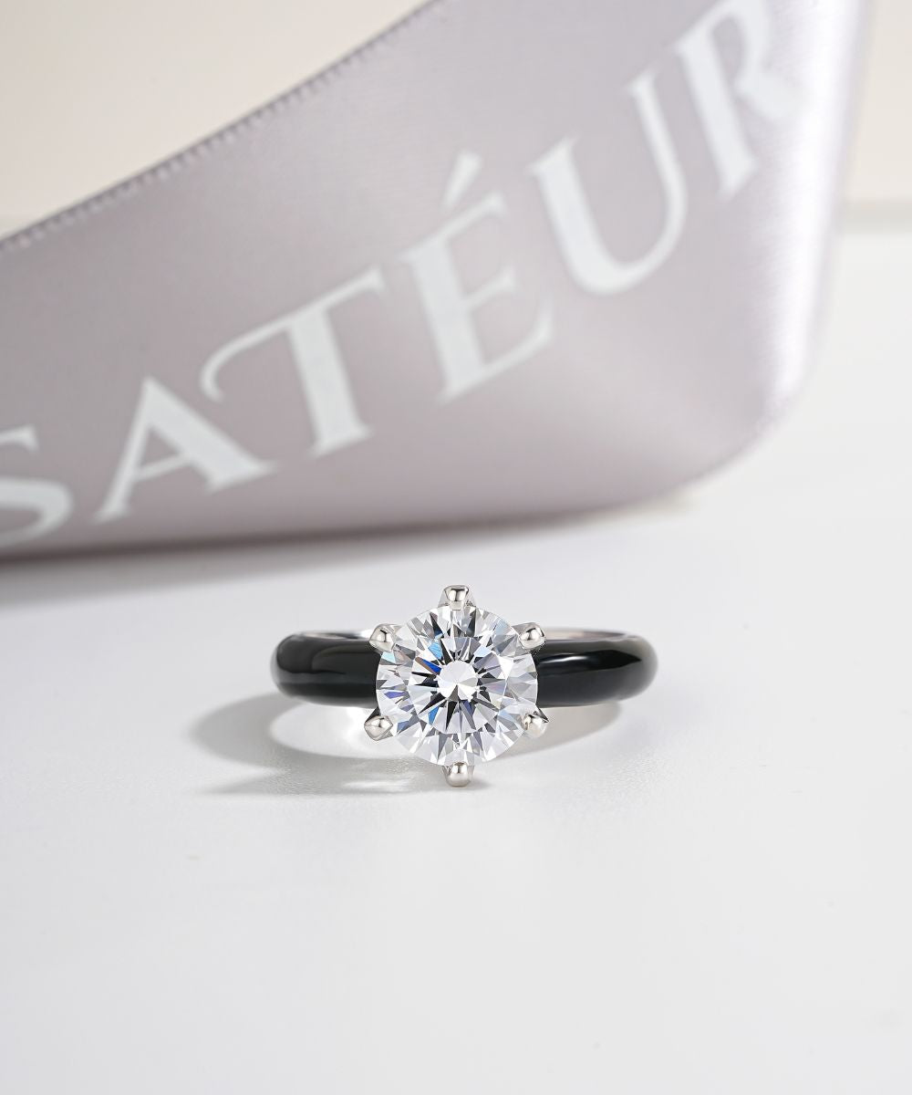 Satéur Colorée Black Ébène Diamond Ring™, 18K White Gold