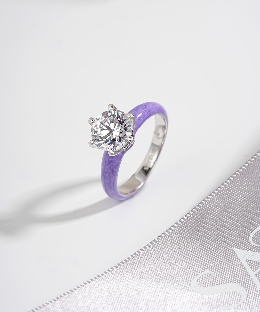 Satéur Colorée Lilac Diamond Ring™, 18K White Gold