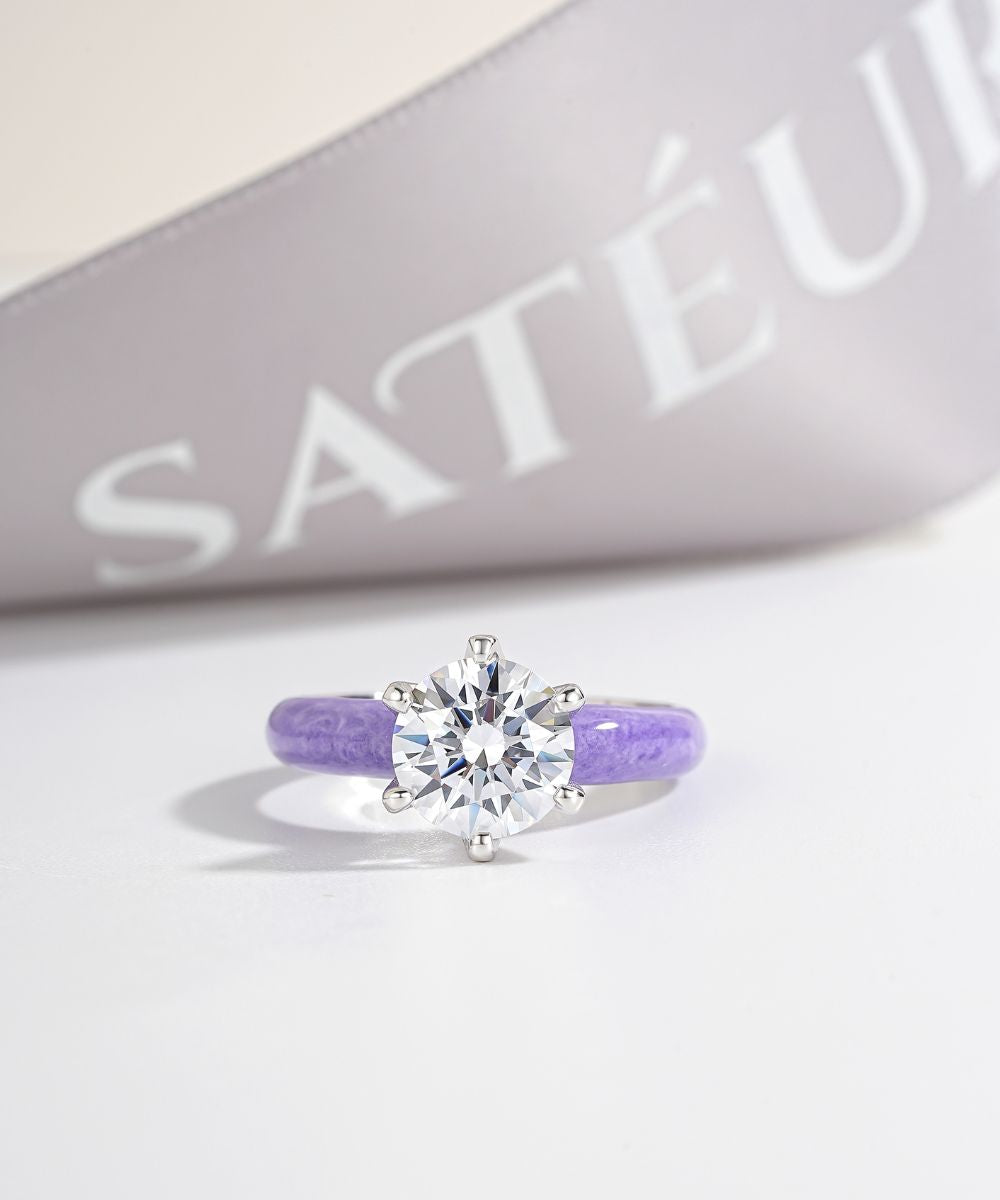 Satéur Colorée Lilac Diamond Ring™, 18K White Gold