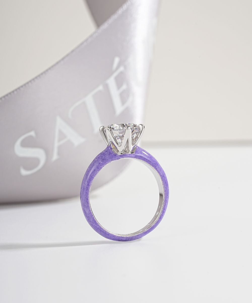 Satéur Colorée Lilac Diamond Ring™, 18K White Gold