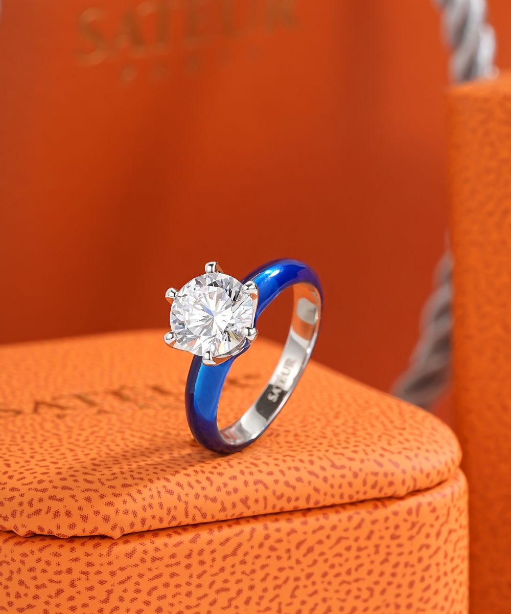 Satéur Colorée Persian Blue Diamond Ring™, 18K White Gold
