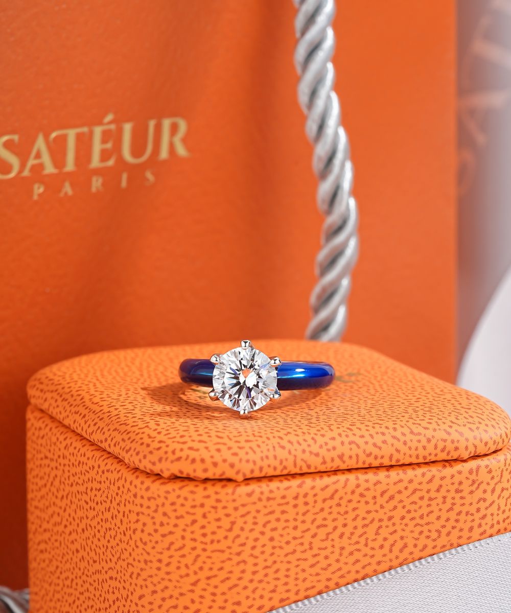 Satéur Colorée Persian Blue Diamond Ring™, 18K White Gold
