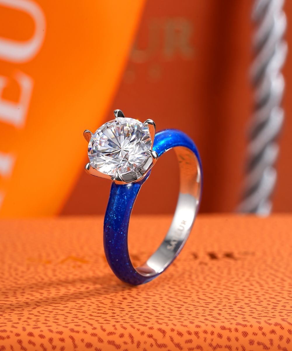Satéur Colorée Starry Night Diamond Ring™, 18K White Gold