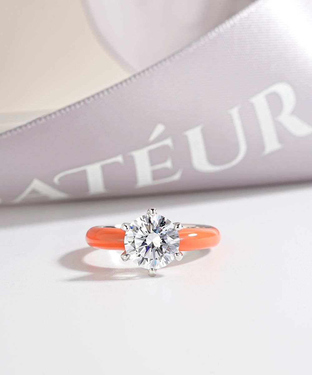 Satéur Colorée Tropical Orange Diamond Ring™, 18K White Gold