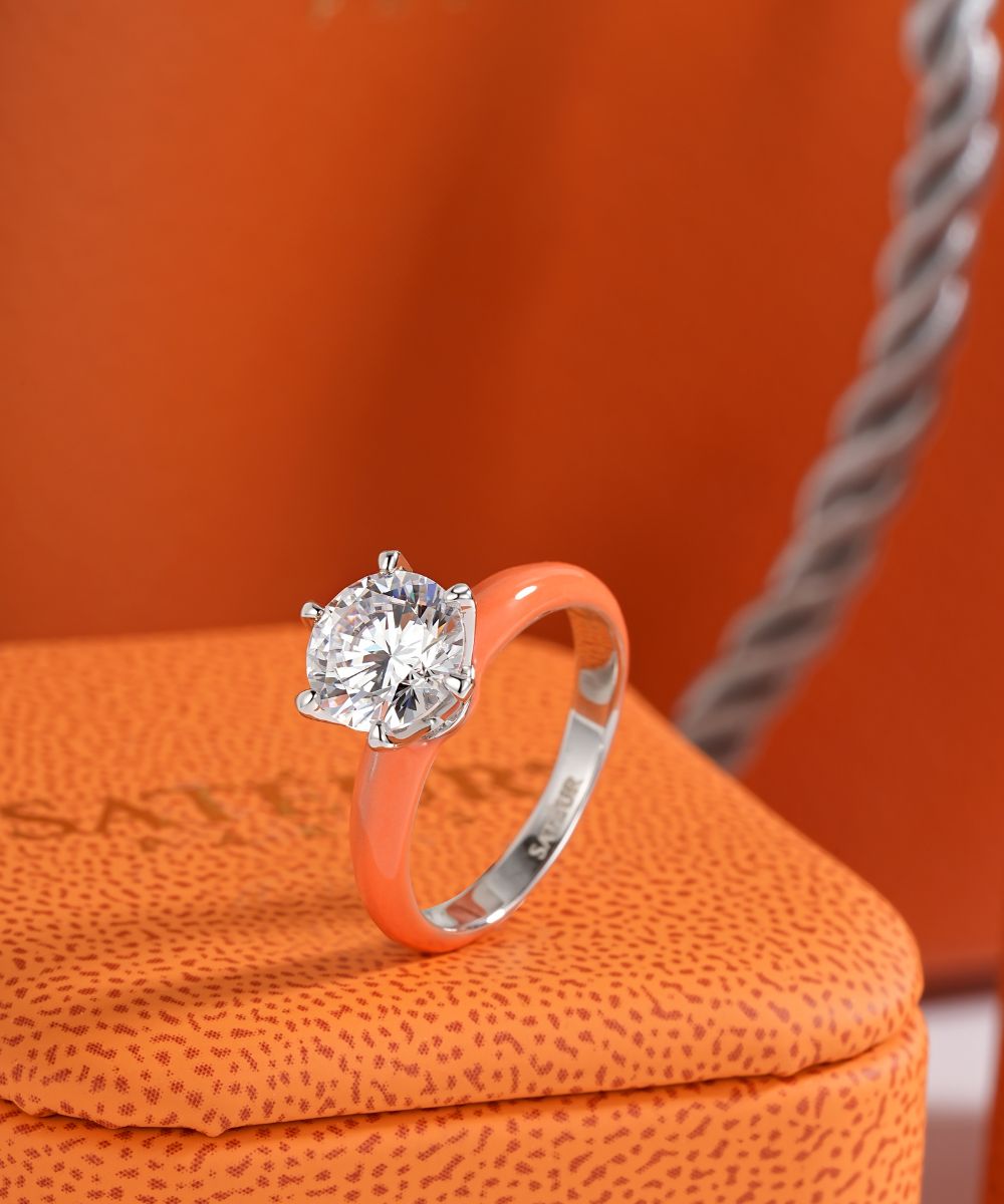 Satéur Colorée Tropical Orange Diamond Ring™, 18K White Gold