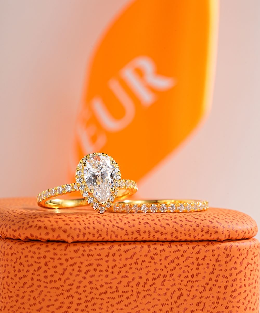 Satéur オーラスゴールドパールウェディング 指輪 セット™