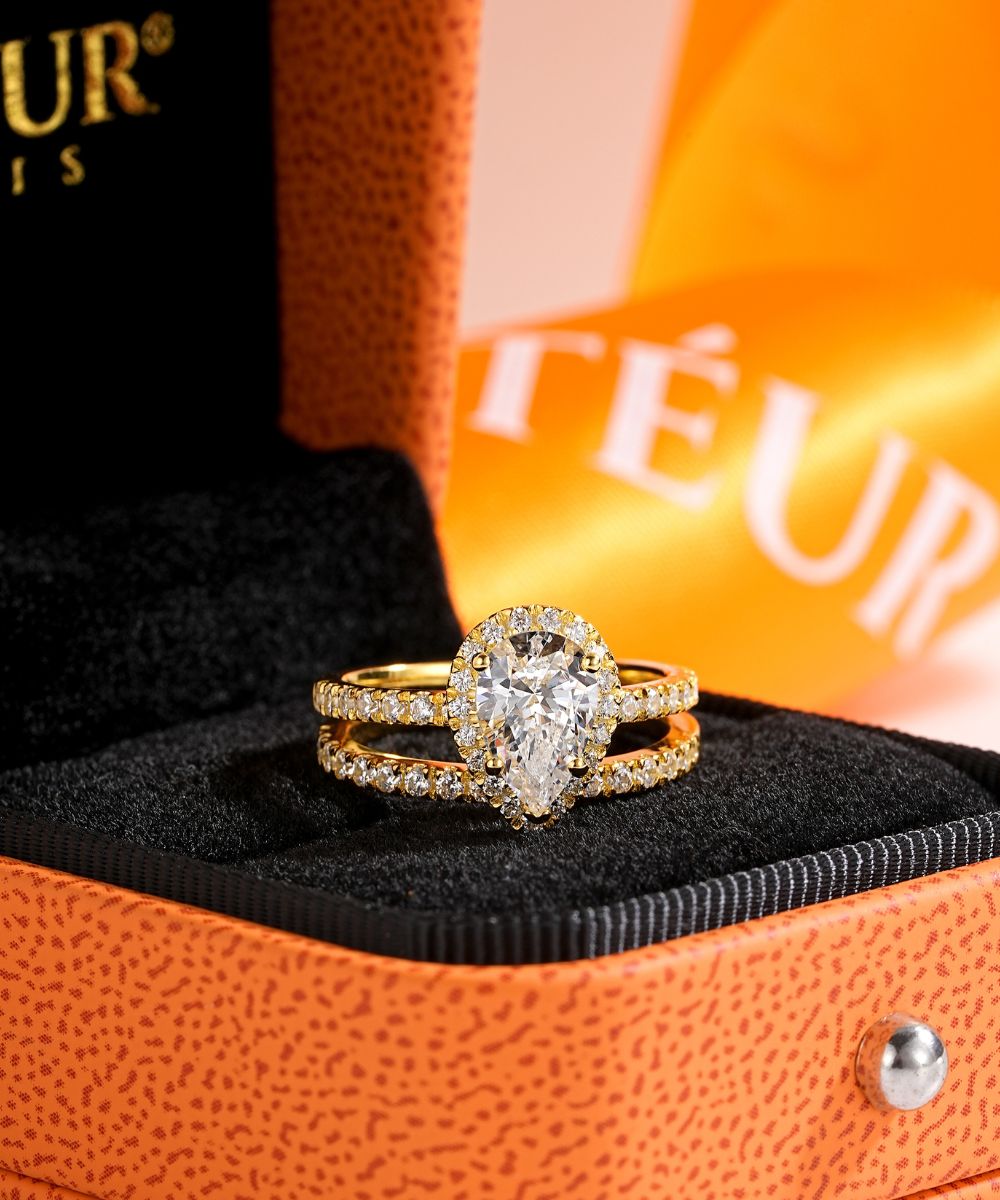 Satéur オーラスゴールドパールウェディング 指輪 セット™