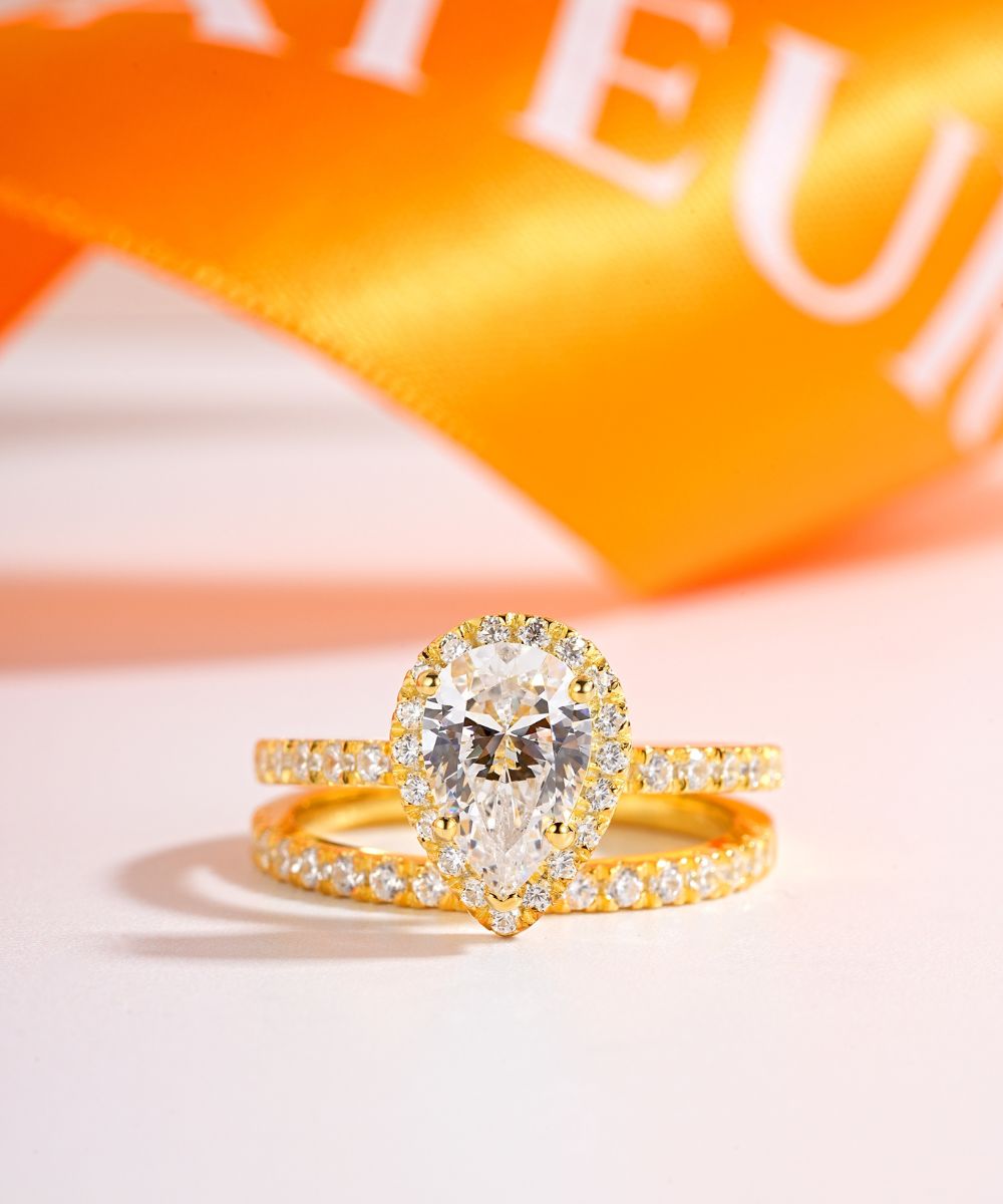 Satéur オーラスゴールドパールウェディング 指輪 セット™