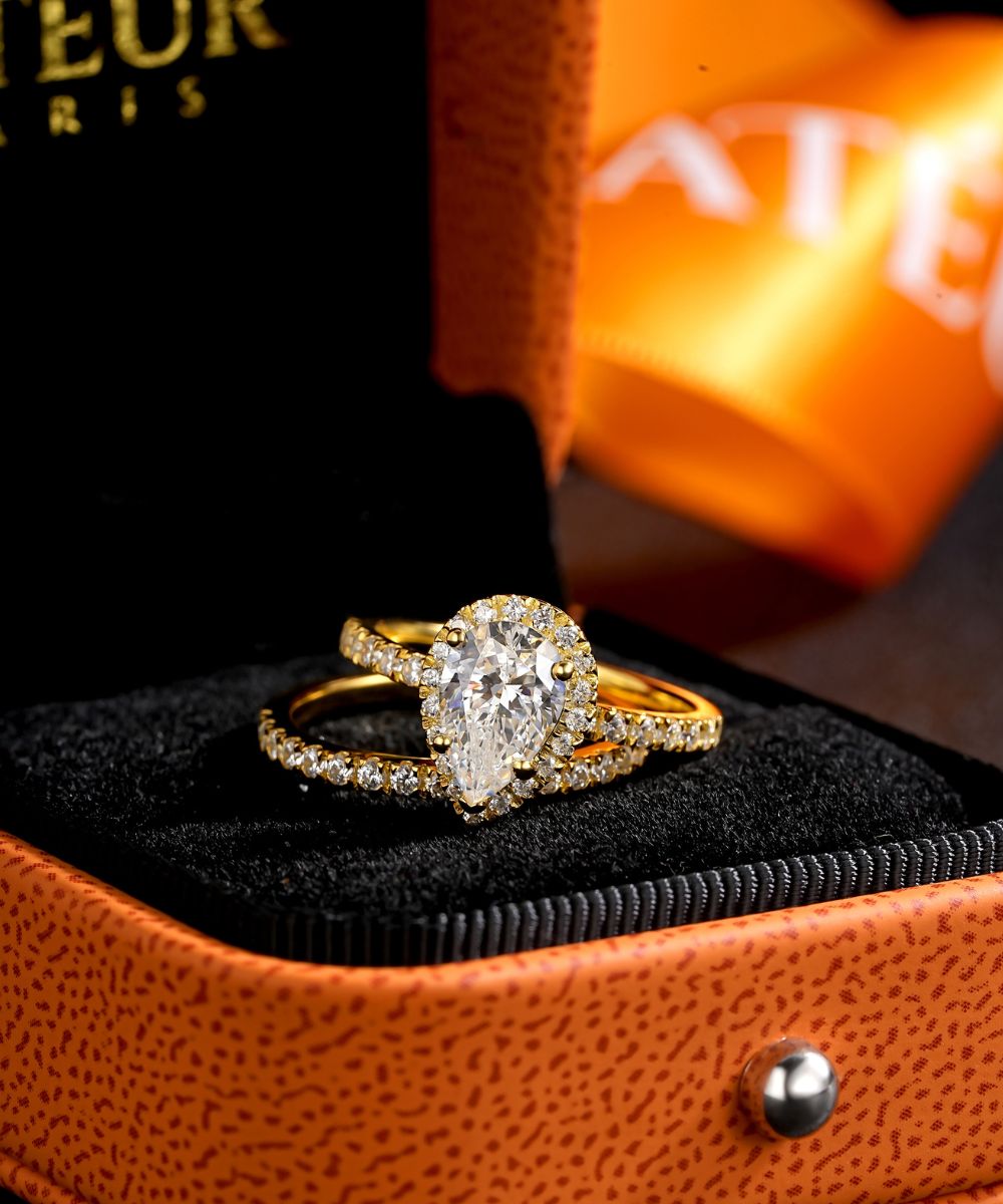 Satéur オーラスゴールドパールウェディング 指輪 セット™