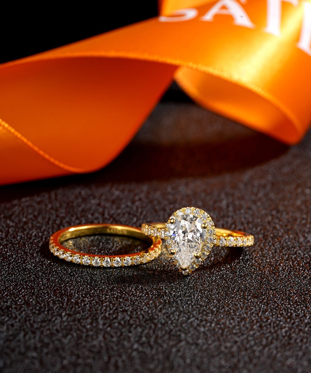 Satéur オーラスゴールドパールウェディング 指輪 セット™