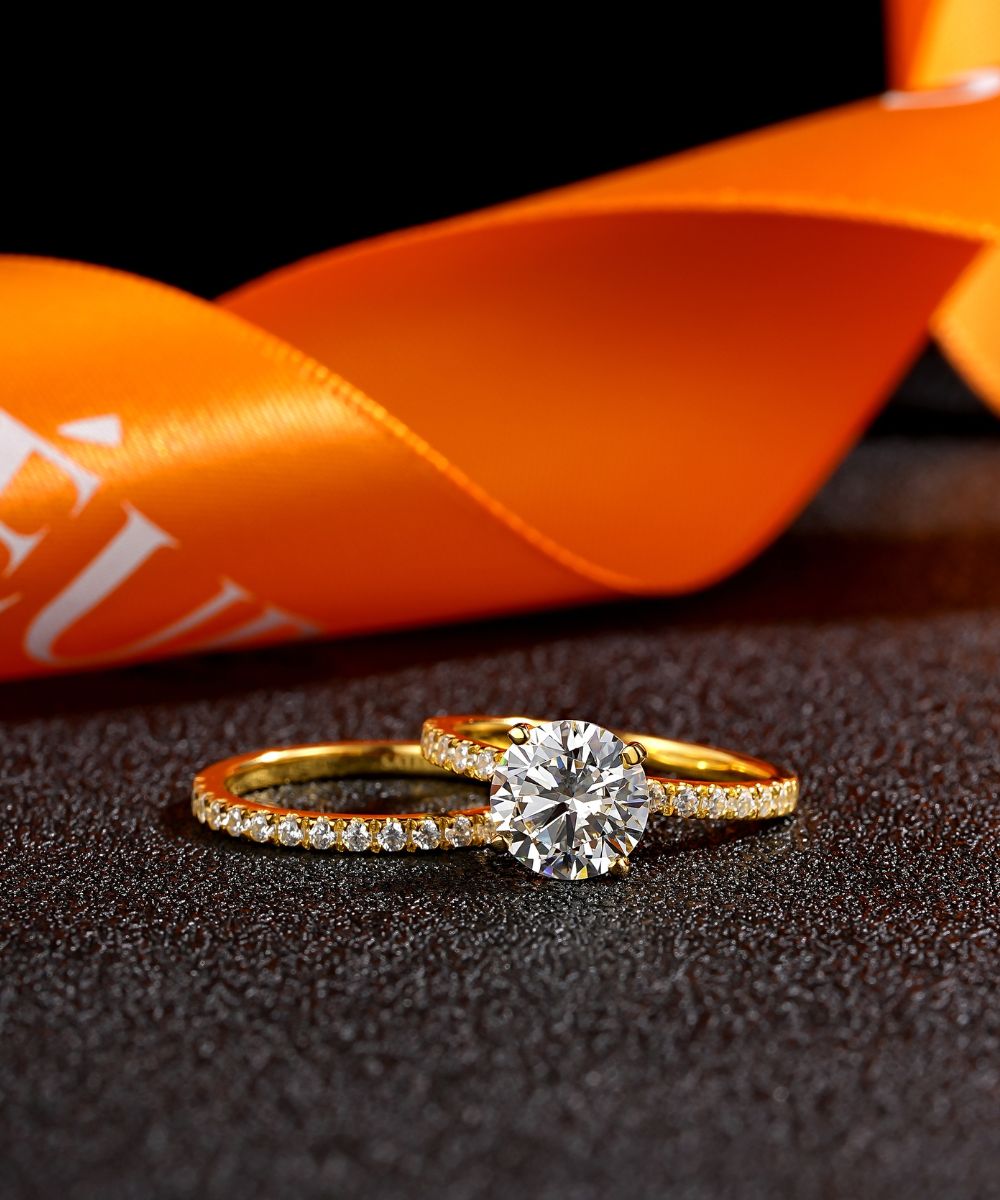 Satéur オーラスゴールドサークルウェディング 指輪セット™