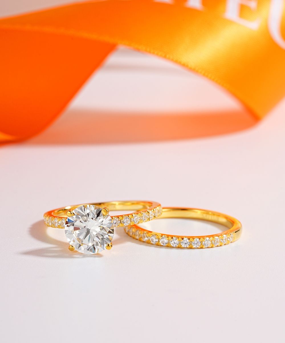 Satéur オーラスゴールドサークルウェディング 指輪セット™