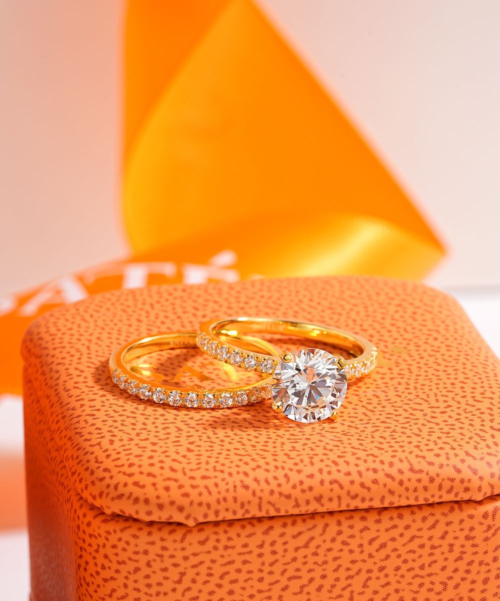 Satéur オーラスゴールドサークルウェディング 指輪セット™