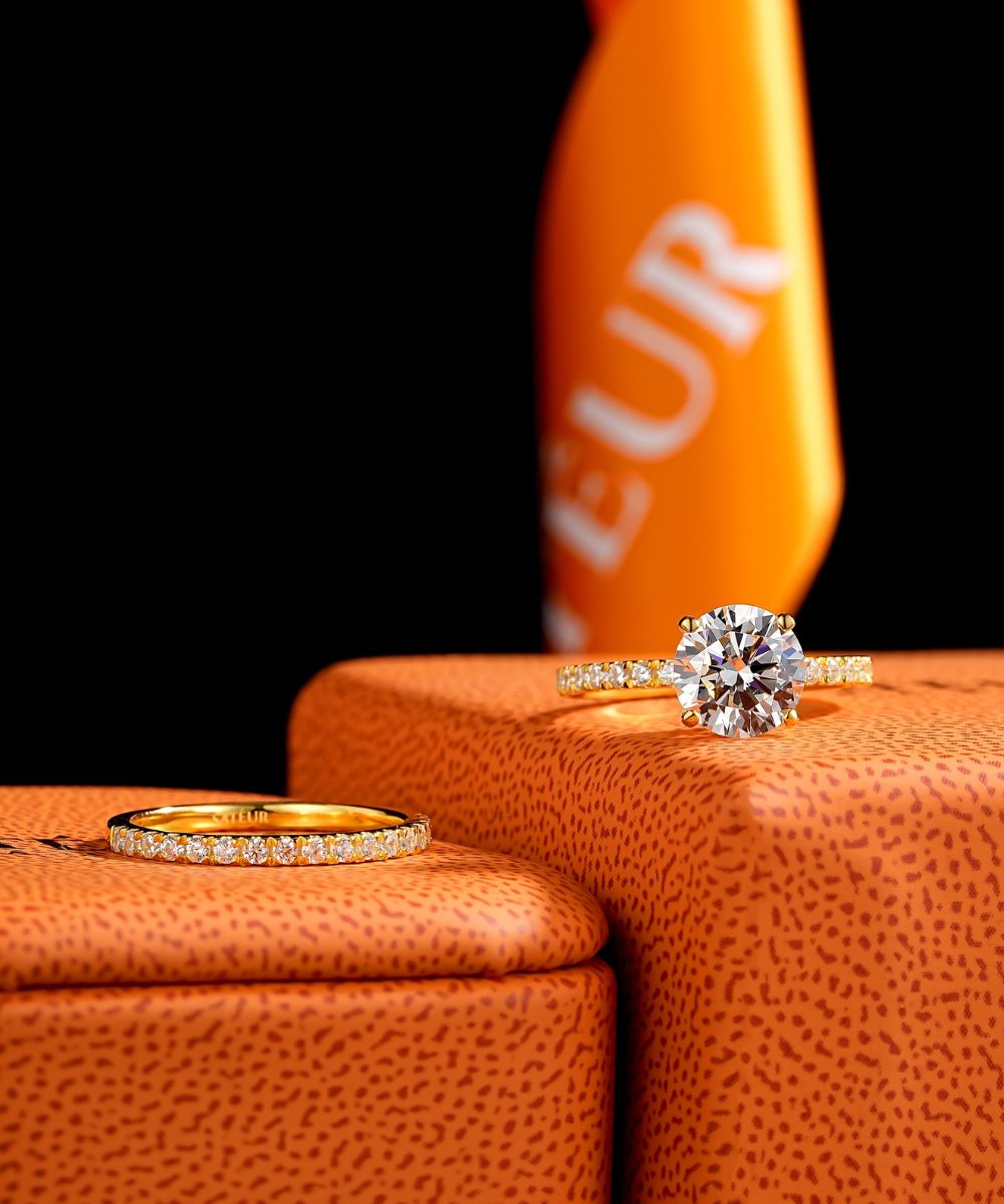 Satéur オーラスゴールドサークルウェディング 指輪セット™