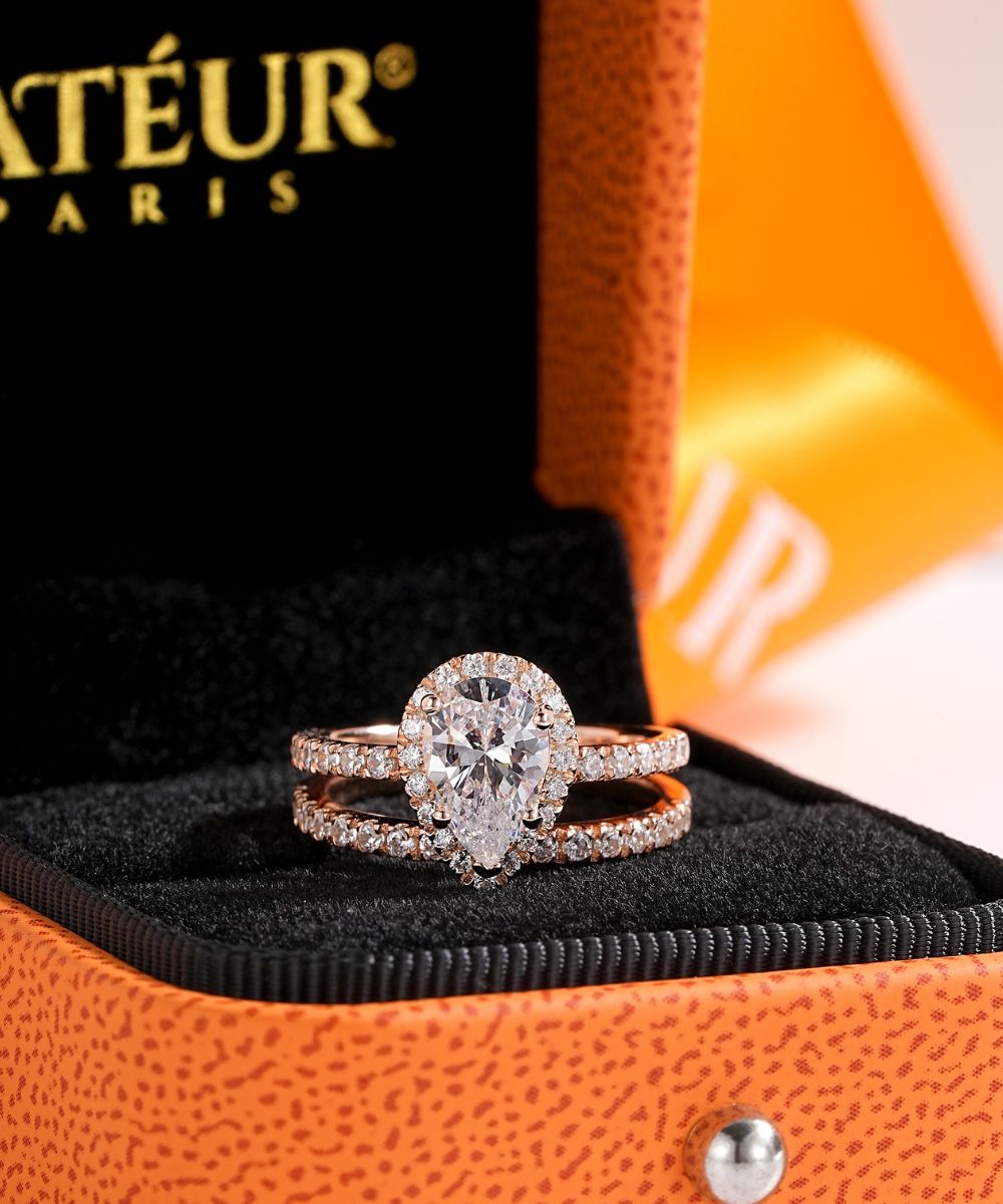 Satéur Rosé Perle Hochzeits-Ring-Set™