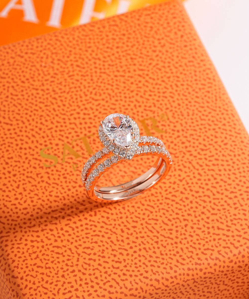Satéur Rosé Perle Hochzeits-Ring-Set™
