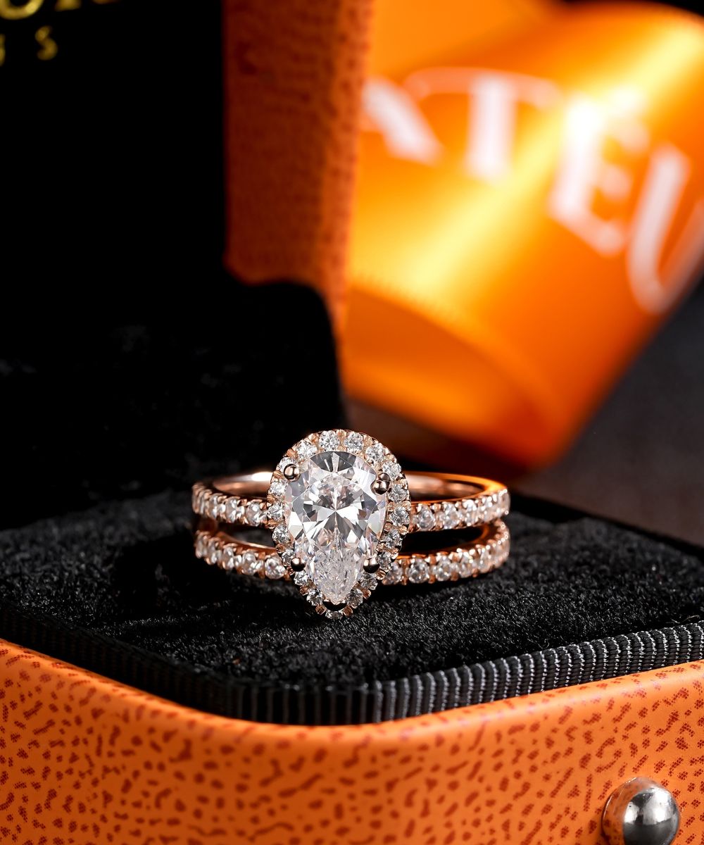 Satéur Rosé Perle Hochzeits-Ring-Set™