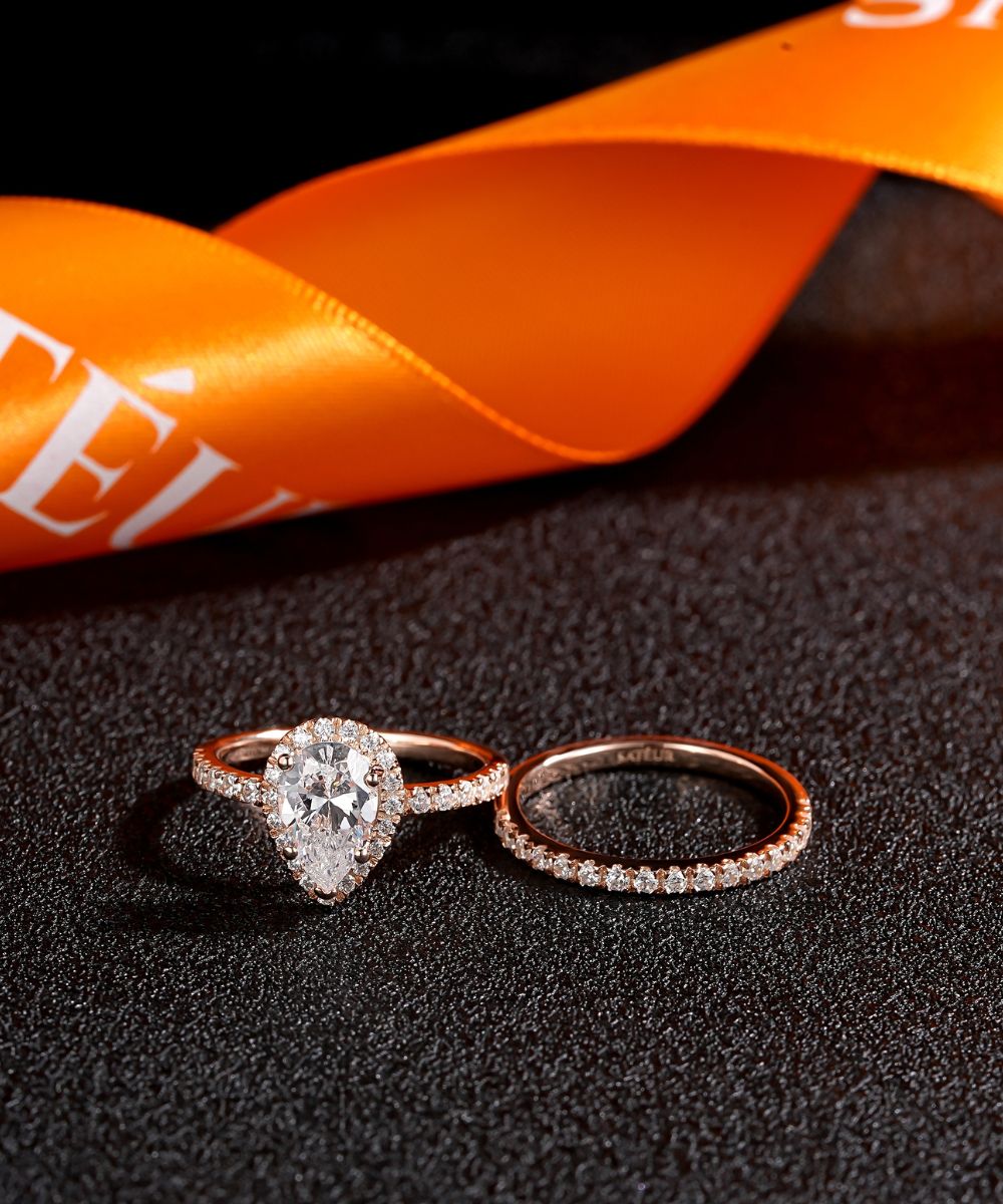 Satéur Rosé Perle Hochzeits-Ring-Set™