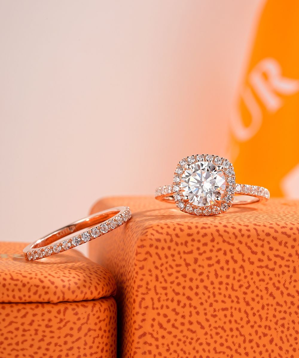 Satéur Ensemble de bagues de mariage Rosé Lumière Bague™