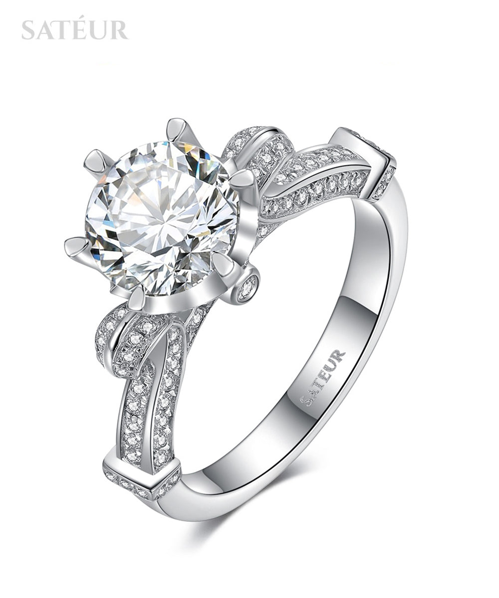 Satéur Mercure Diamond Ring™, 18K White Gold, Round Cut