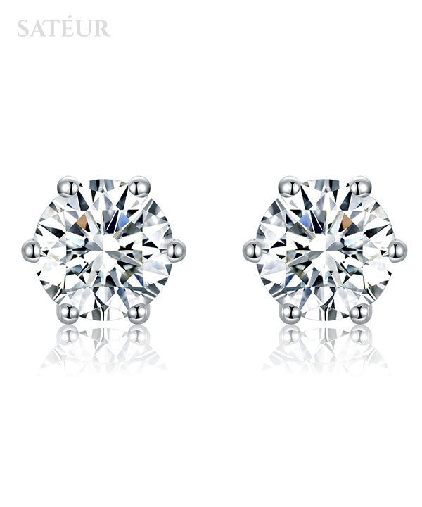 Satéur Destinée Diamond Earrings™, 18K White Gold, Round Cut