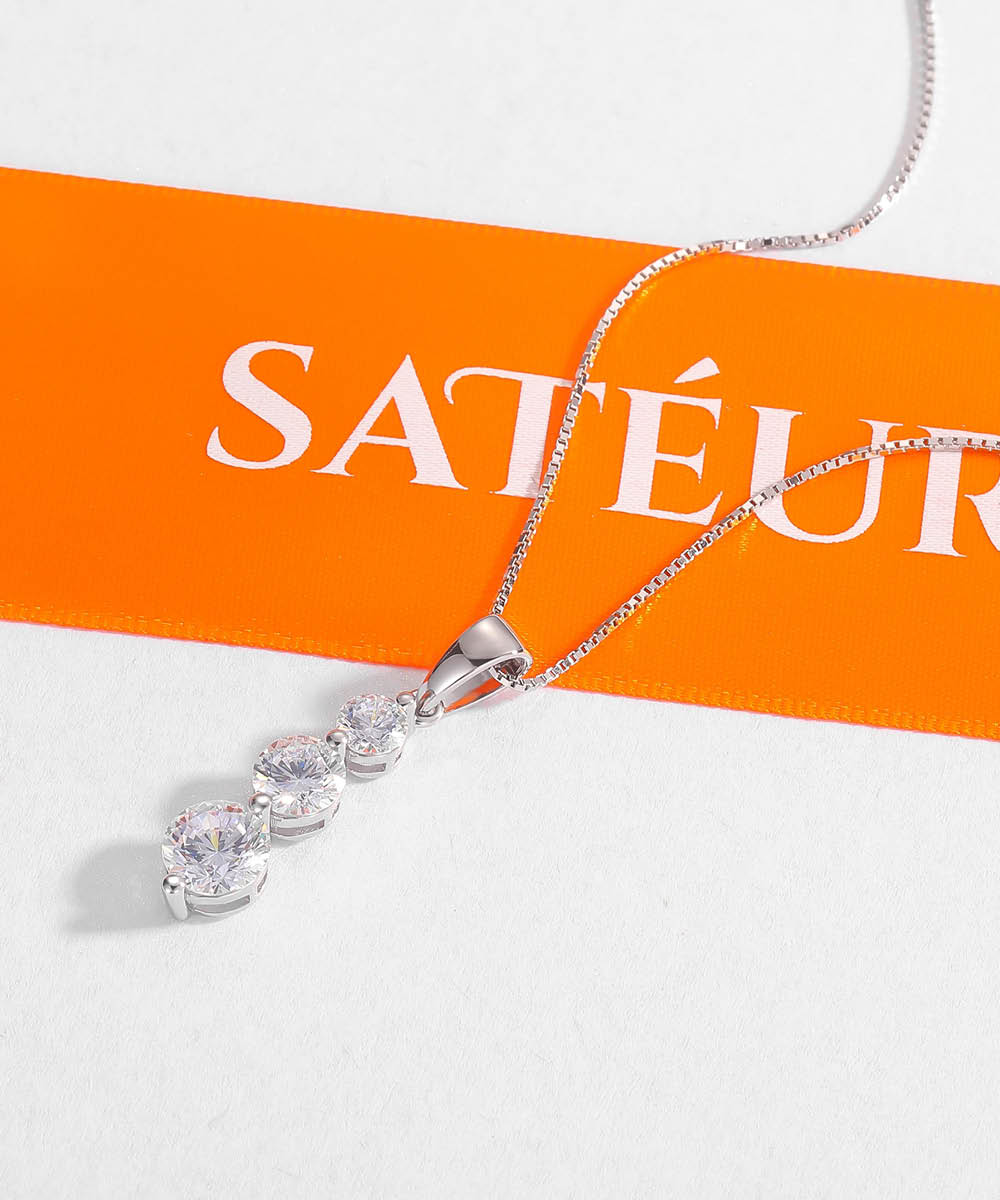 Satéur Trinité Diamond Necklace™, 18K White Gold
