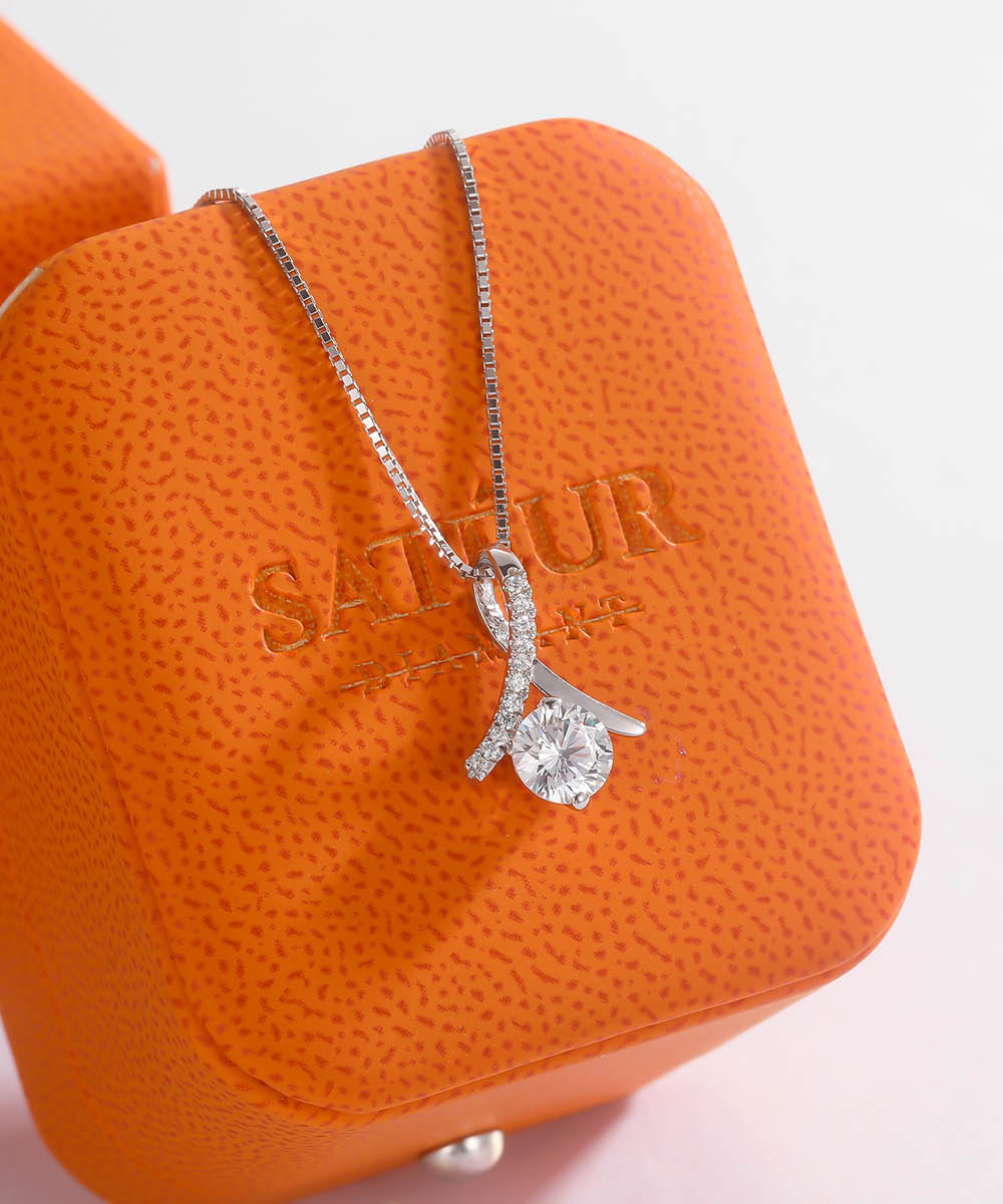 Satéur L' Ange Diamond Necklace™, 18K White Gold