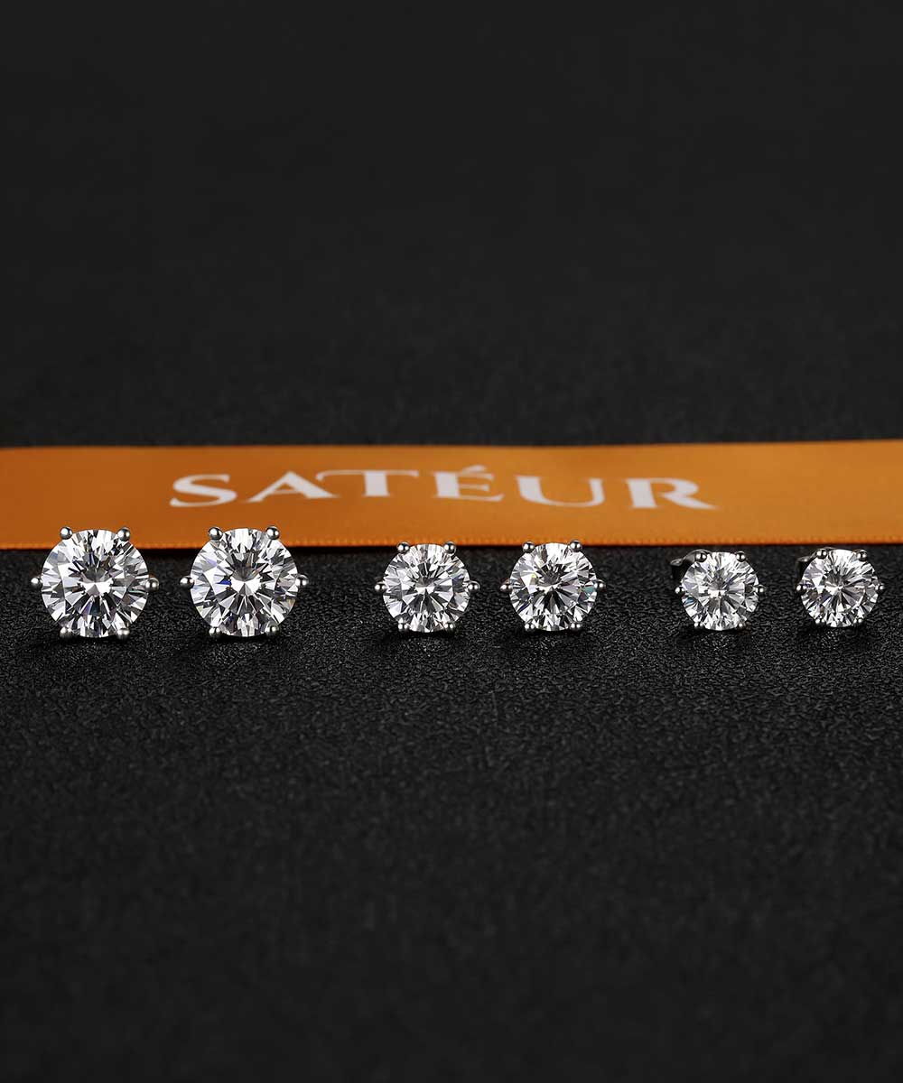 Satéur Destinée Diamant Oorbellen™, 18K Witgoud, Ronde Snede