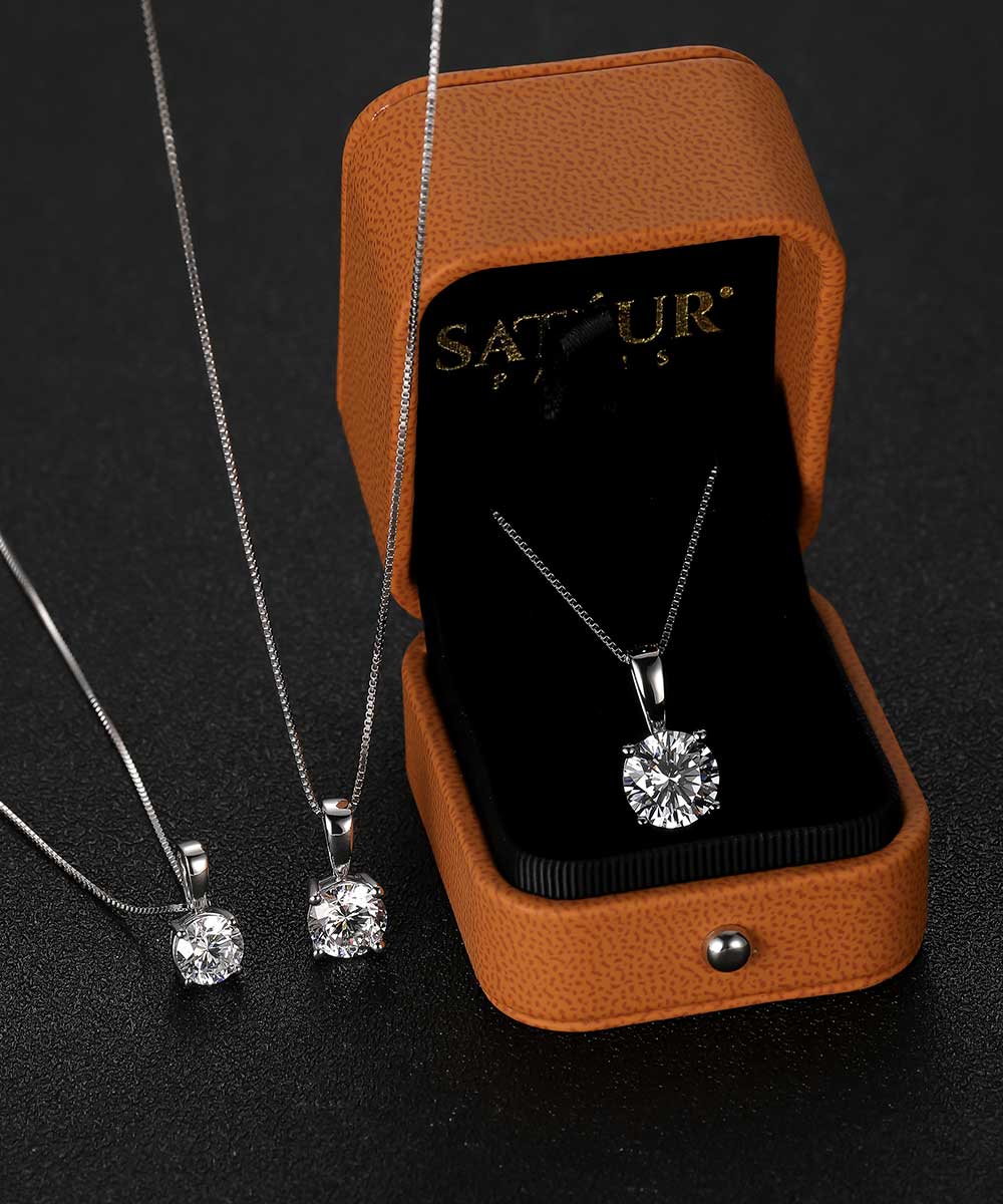 Satéur Destinée Diamant-Halskette™, 18K Weißgold, Runde Schliff