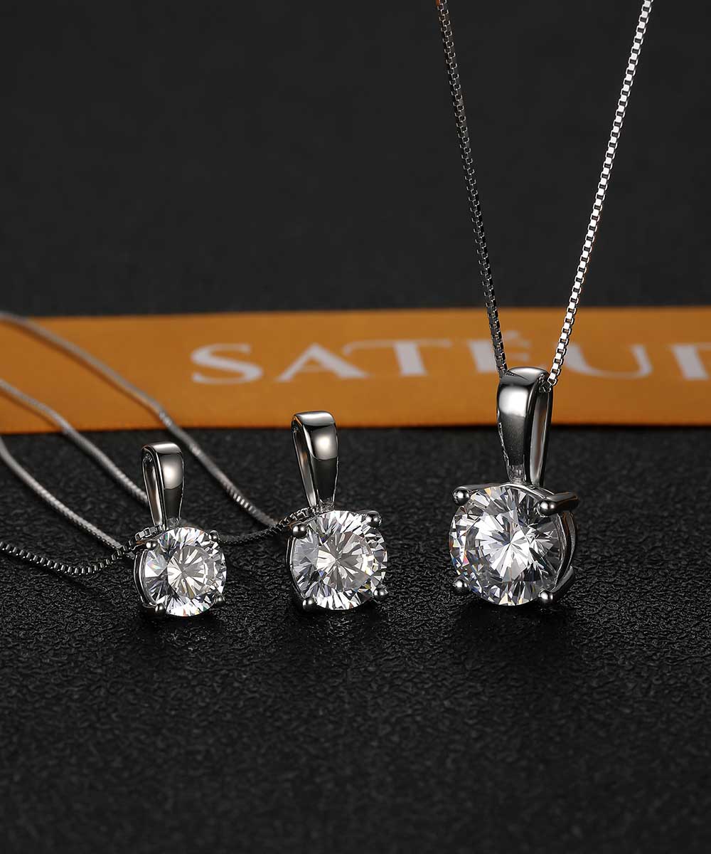 Satéur Destinée Diamant-Halskette™, 18K Weißgold, Runde Schliff