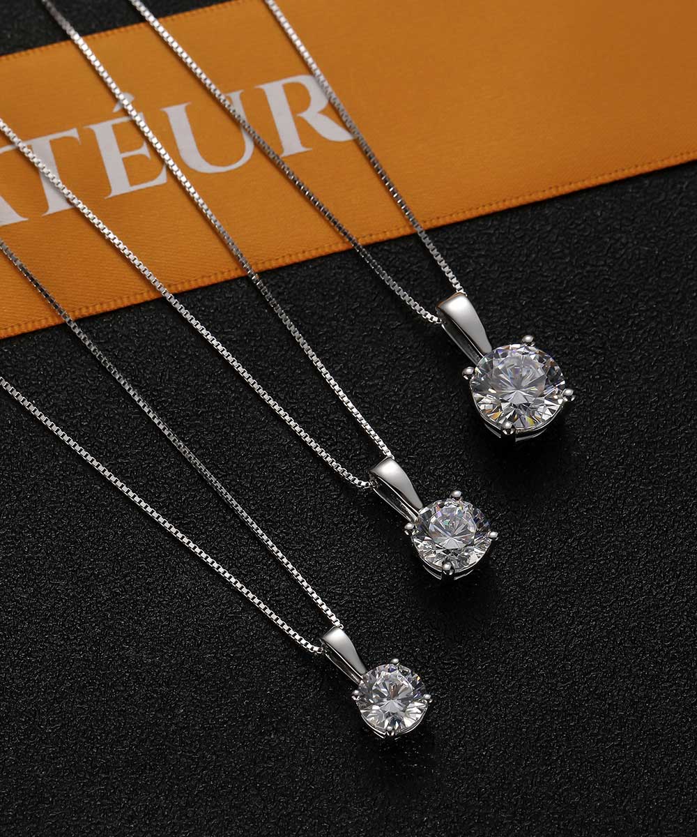 Satéur Destinée Diamant-Halskette™, 18K Weißgold, Runde Schliff