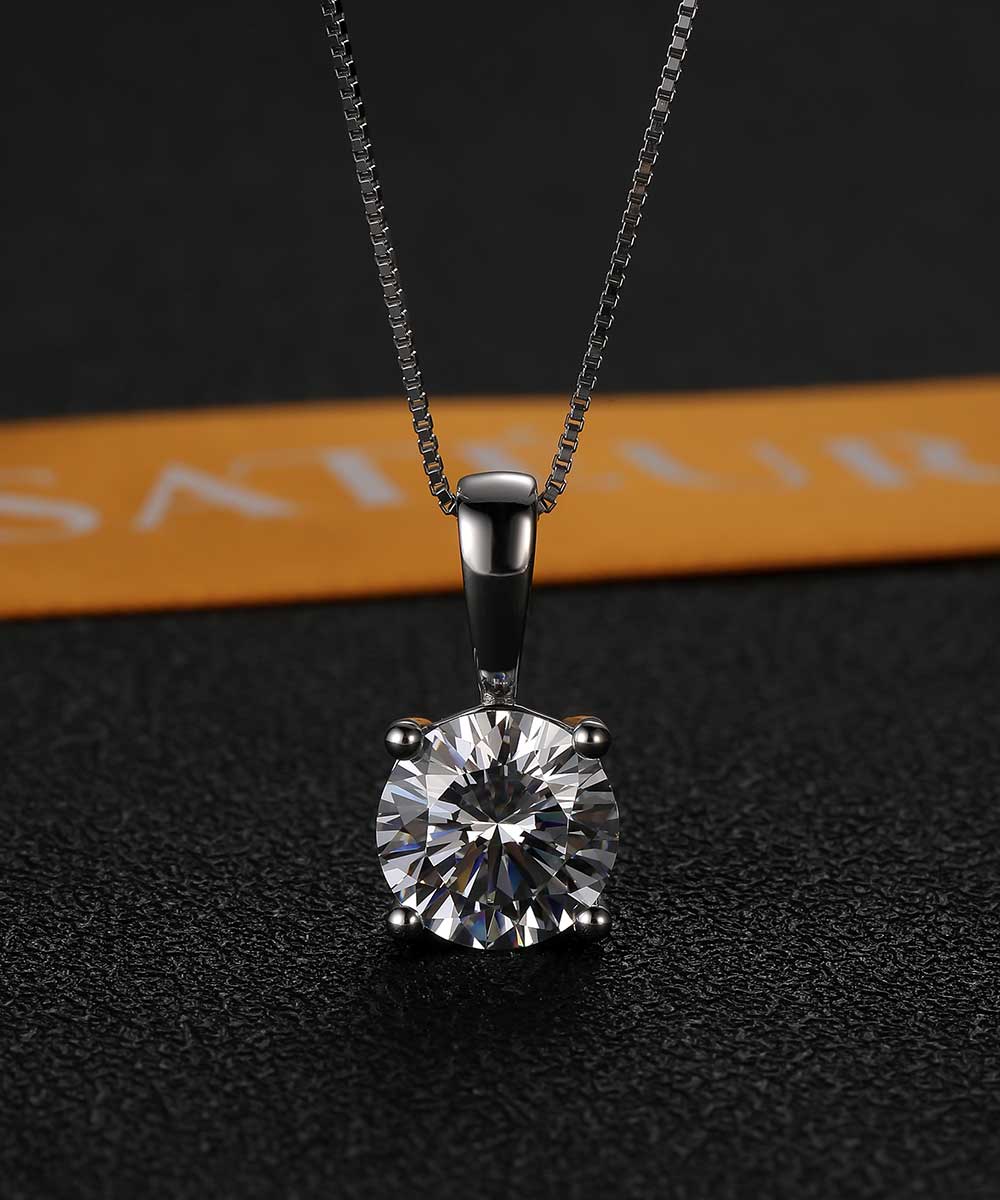 Satéur Destinée Diamant-Halskette™, 18K Weißgold, Runde Schliff