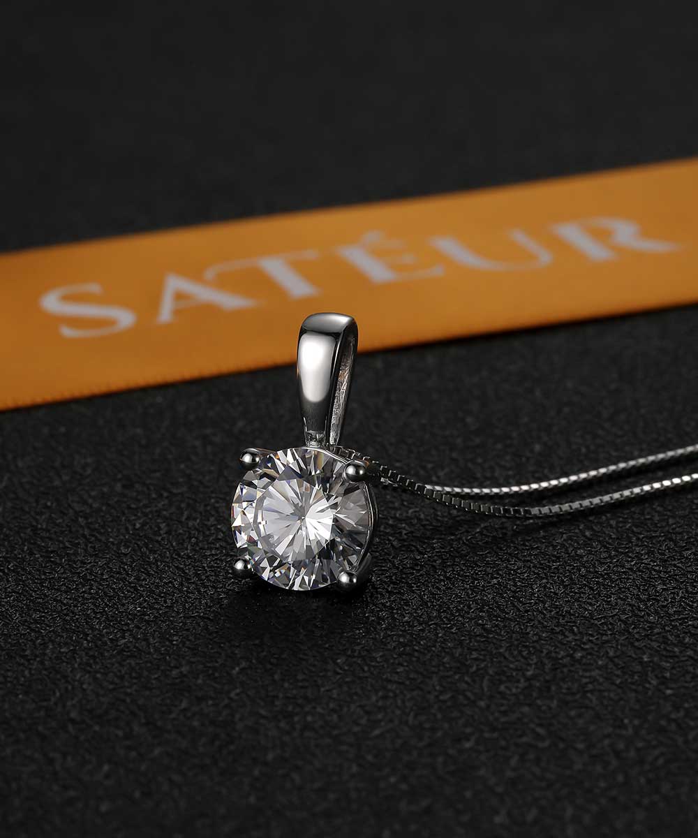 Satéur Destinée Diamant-Halskette™, 18K Weißgold, Runde Schliff