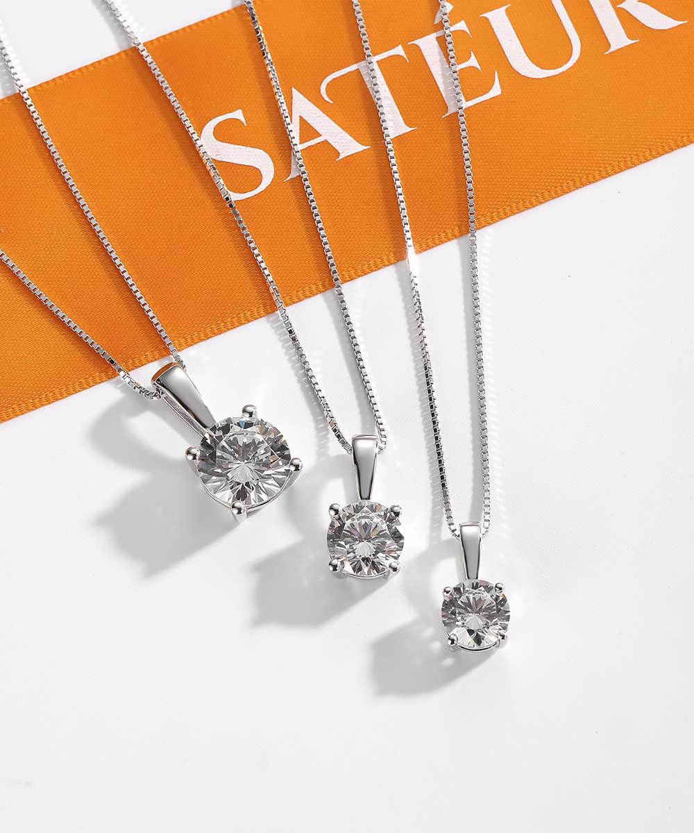 Satéur Destinée Diamant-Halskette™, 18K Weißgold, Runde Schliff