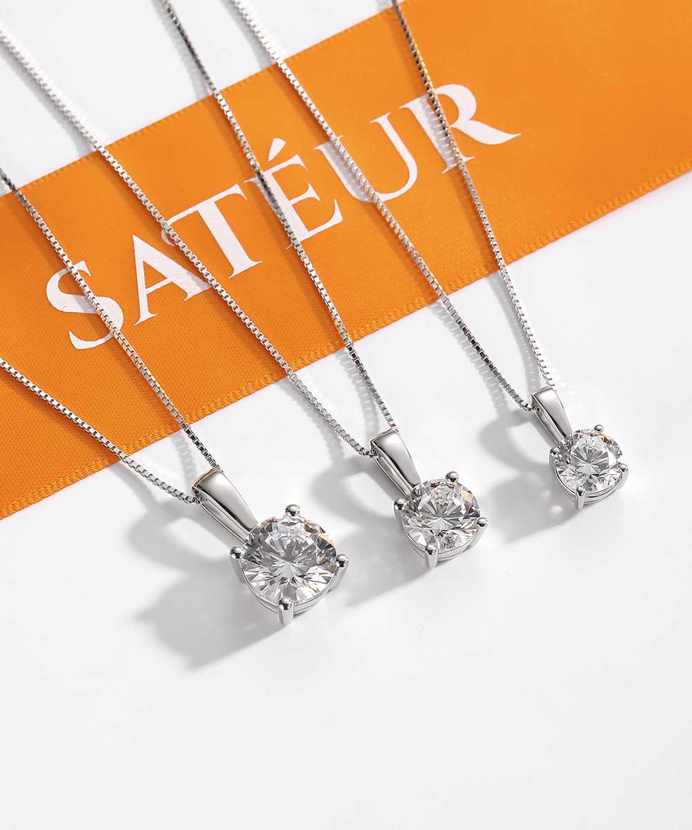 Satéur Destinée Diamant-Halskette™, 18K Weißgold, Runde Schliff