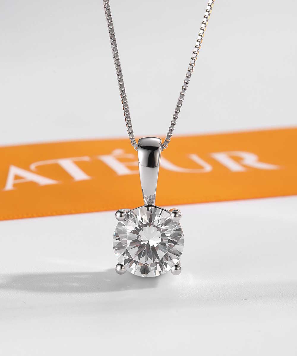 Satéur Destinée Diamant-Halskette™, 18K Weißgold, Runde Schliff