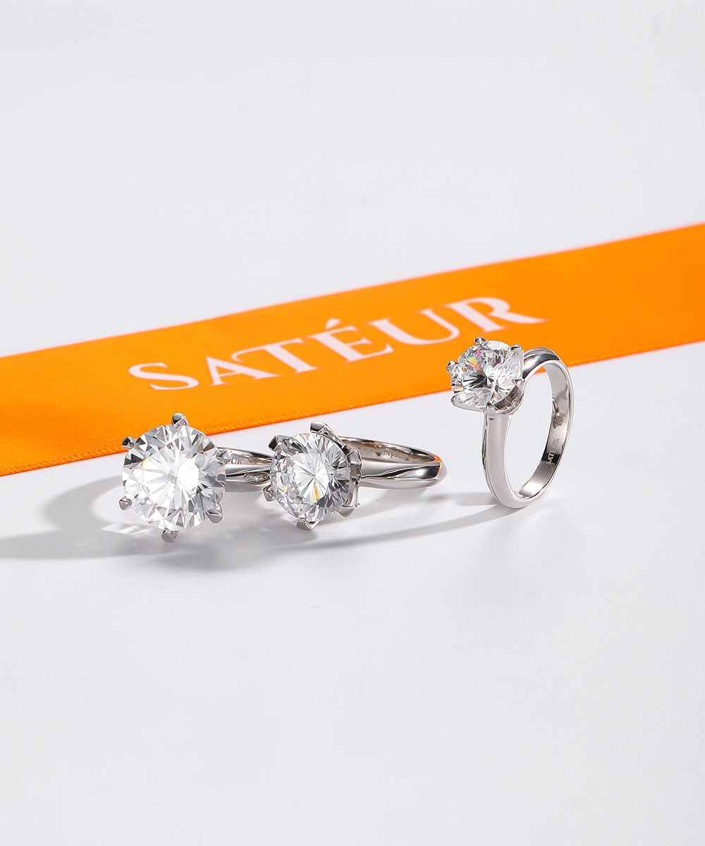 Satéur Destinée Diamond Ring™, 18K White Gold, Round Cut