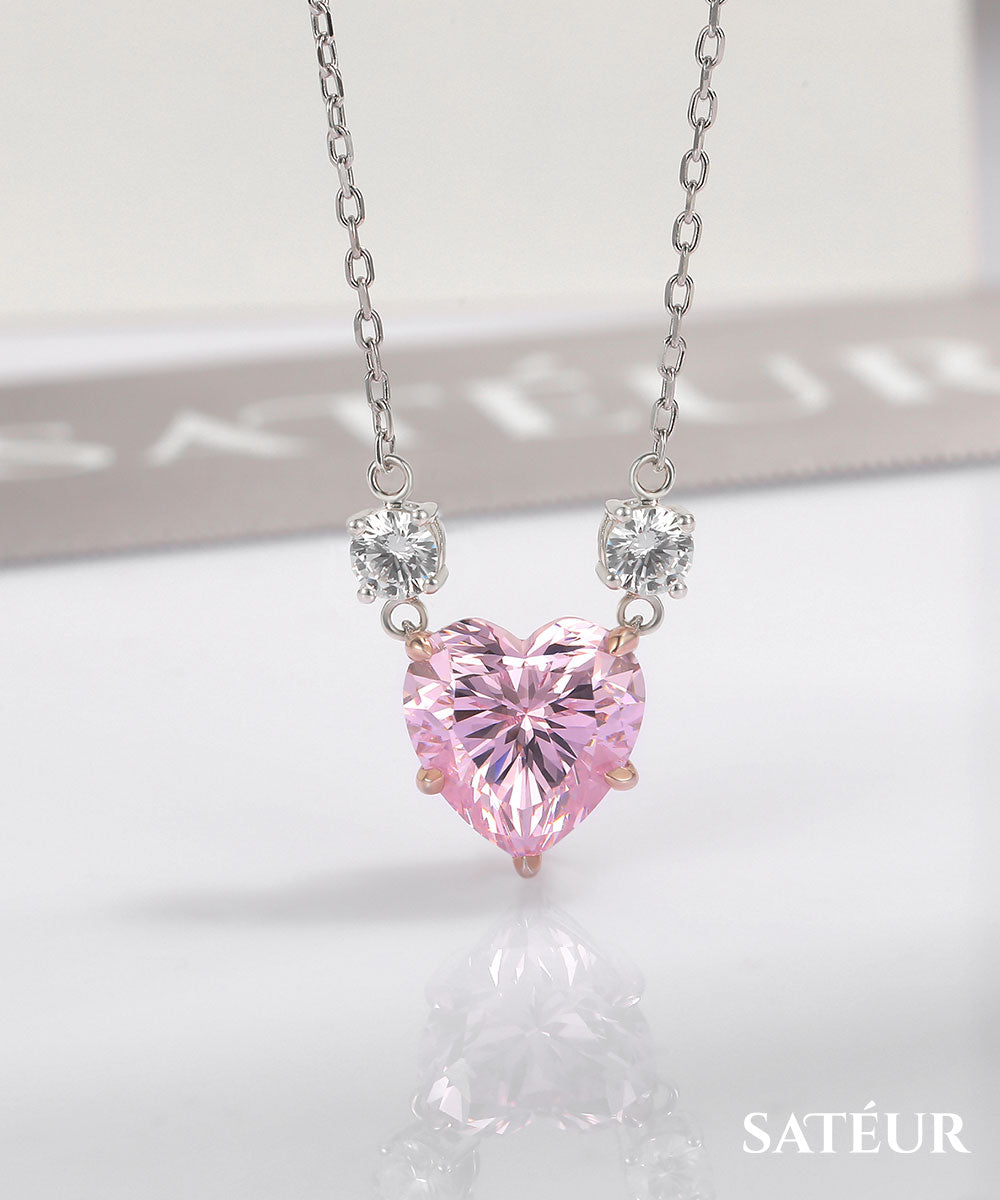 Satéur Rosé Cuore Diamond Necklace™, 18K White Gold