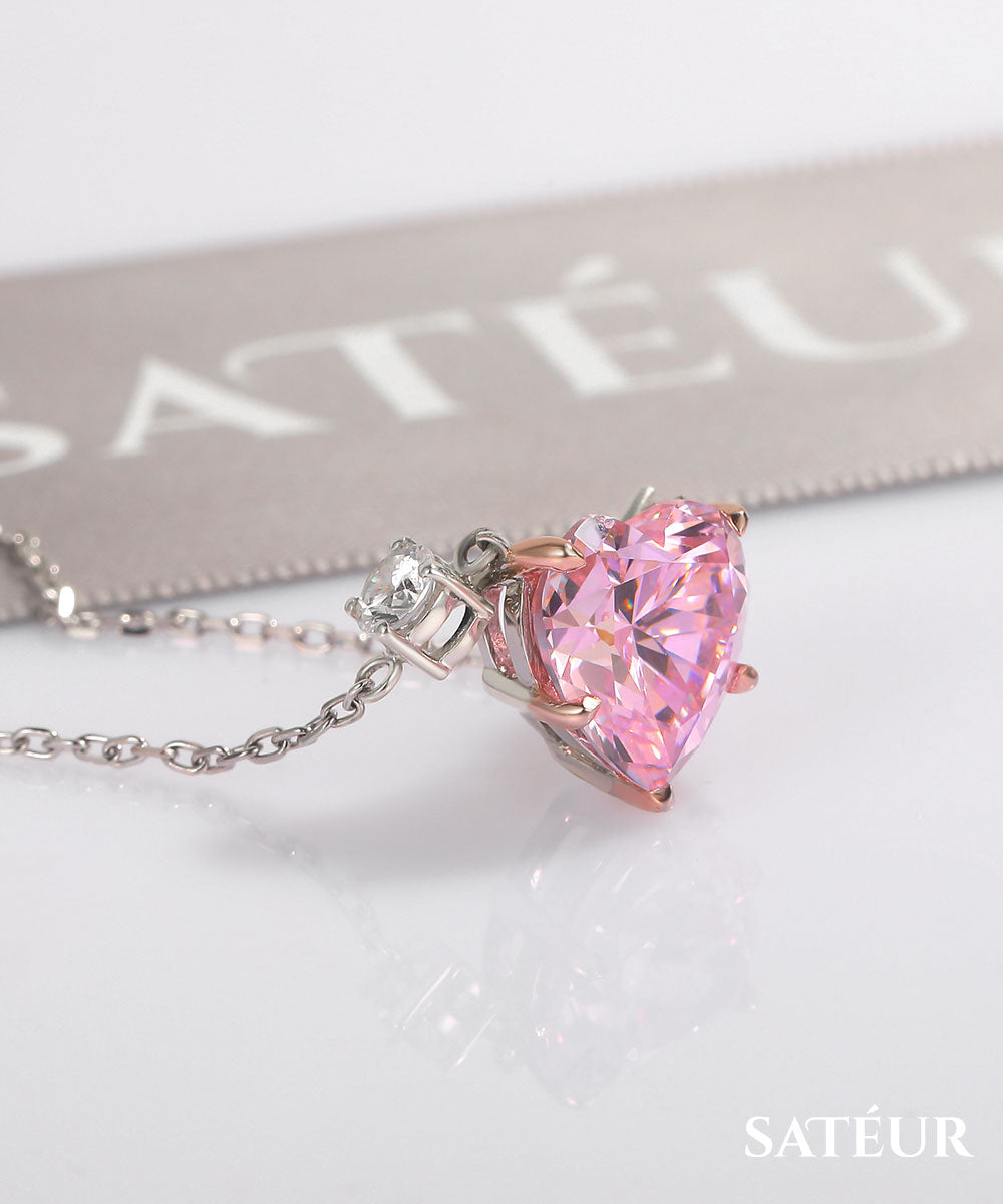 Satéur Rosé Cuore Diamond Necklace™, 18K White Gold