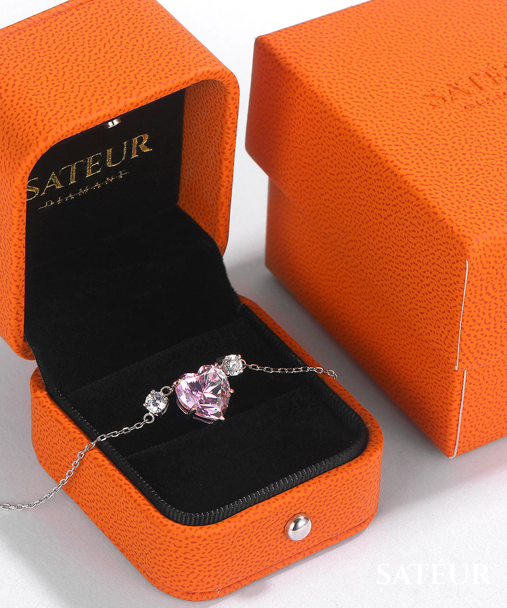 Satéur Rosé Cuore Diamond Necklace™, 18K White Gold