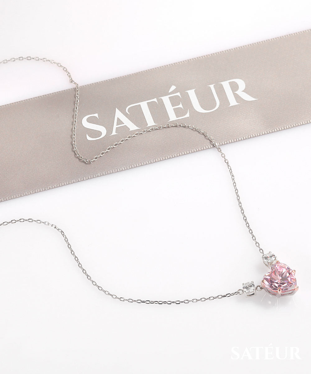 Satéur Rosé Cuore Diamond Necklace™, 18K White Gold
