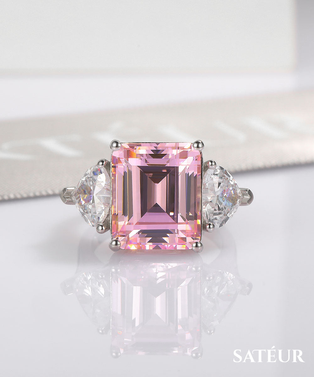 Satéur Rosé Reine Diamond Ring™, 18K White Gold