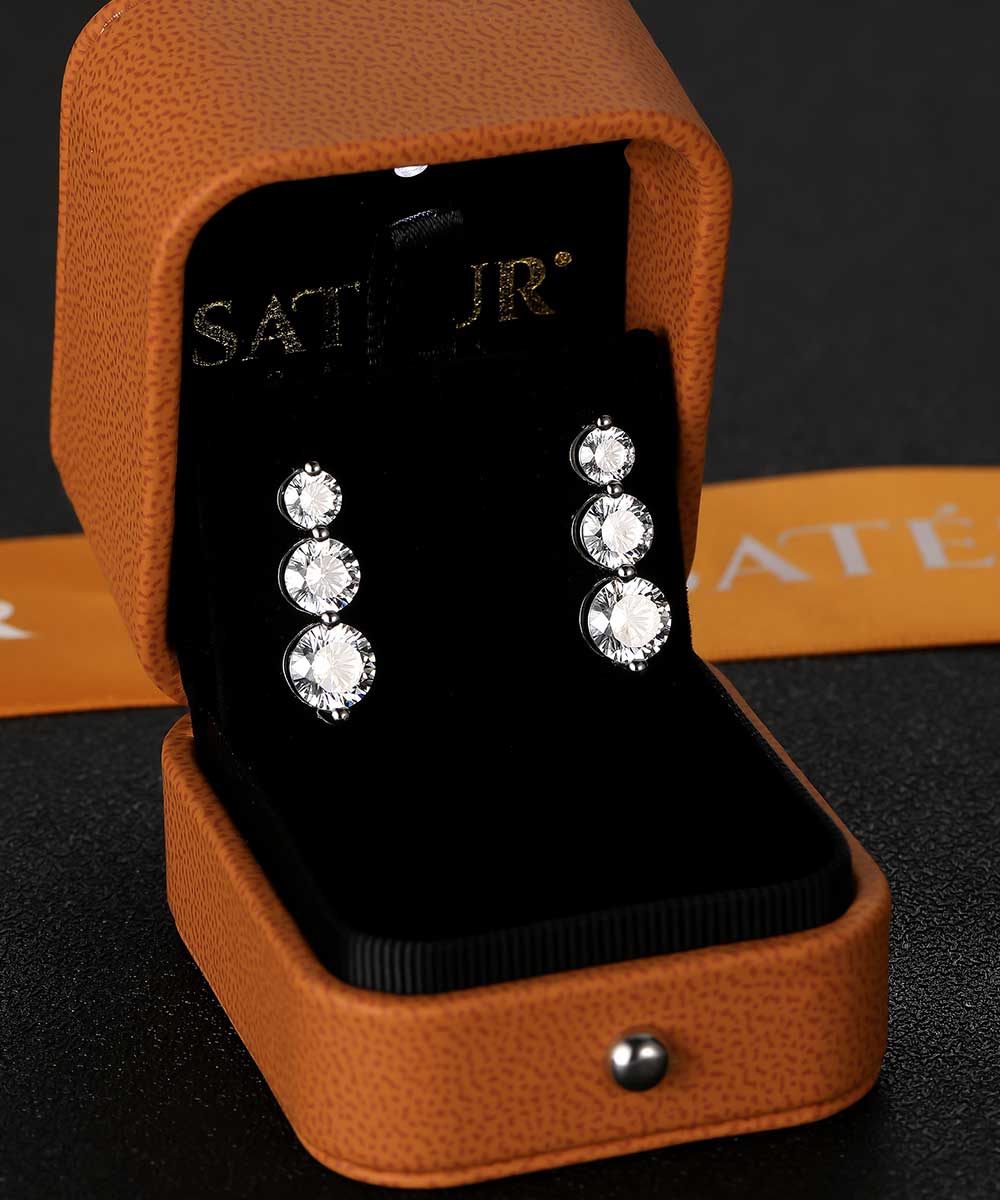 Satéur Trinité Diamond Earrings™, 18K White Gold