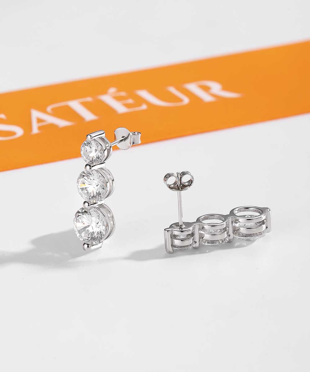 Satéur Trinité Diamond Earrings™, 18K White Gold
